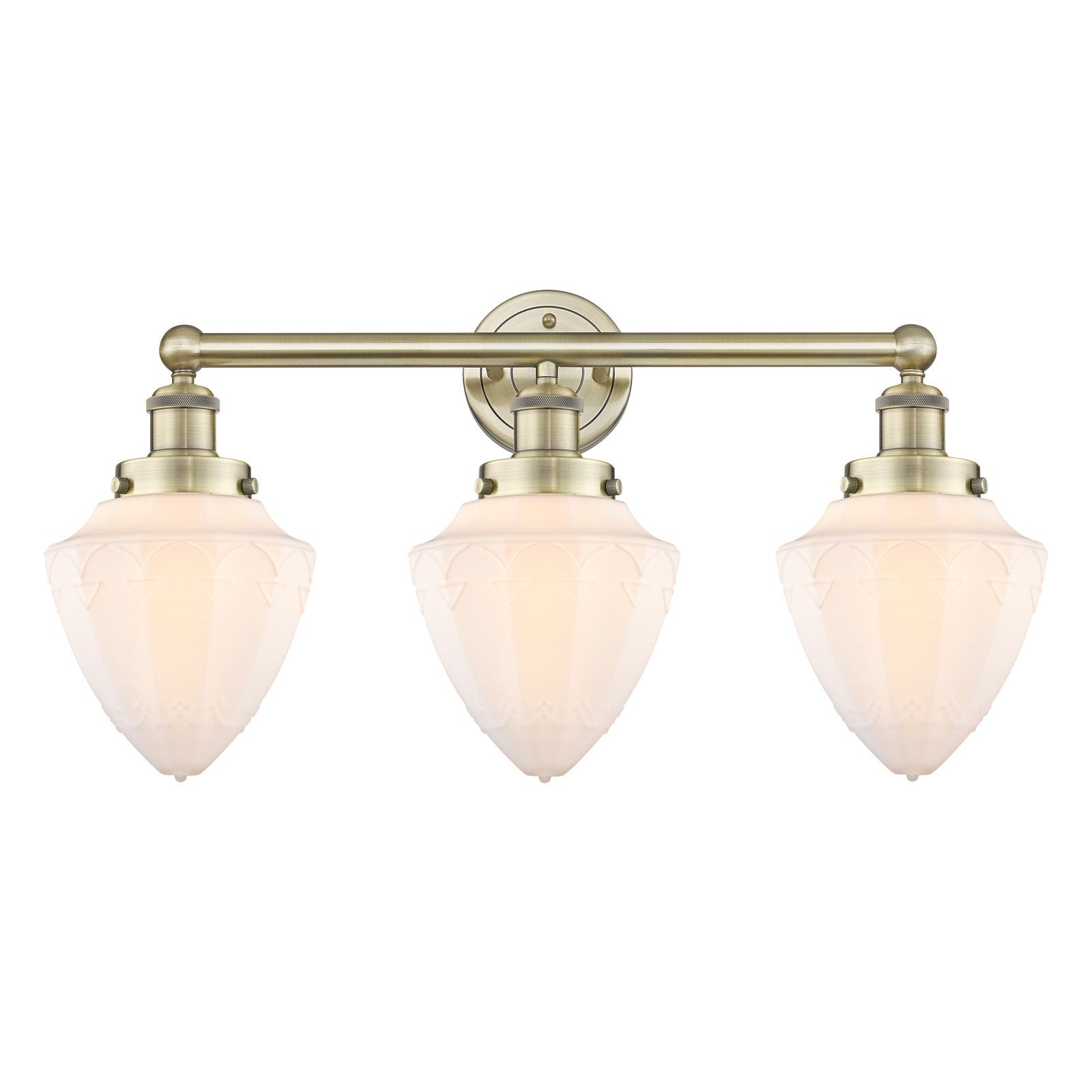 Innovations Bullet 25in 3-Light Bath Vanity Light | Industrial Antique Brass and Matte White Frosted Glass | Bathroom Vanity | 25 | Model 616-3W-AB-G661-7