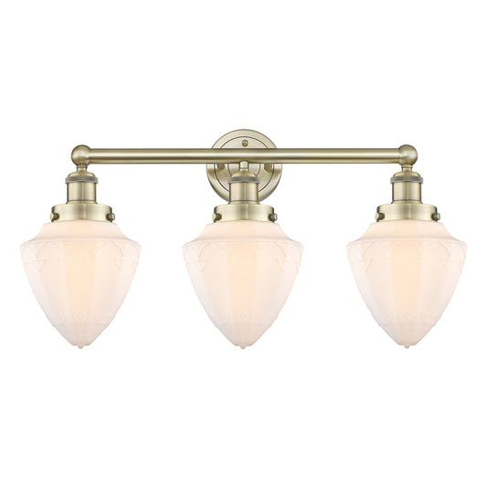 Innovations Bullet 25in 3-Light Bath Vanity Light | Industrial Antique Brass and Matte White Frosted Glass | Bathroom Vanity | 25 | Model 616-3W-AB-G661-7