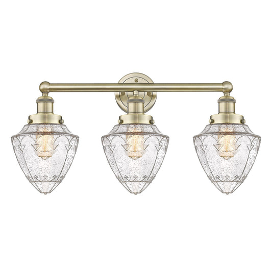 Innovations Bullet 25in 3-Light Bath Vanity Light | Industrial Antique Brass and Seedy Glass | Bathroom Vanity | 25 x 13.25 x 8 in | Model 616-3W-AB-G664-7