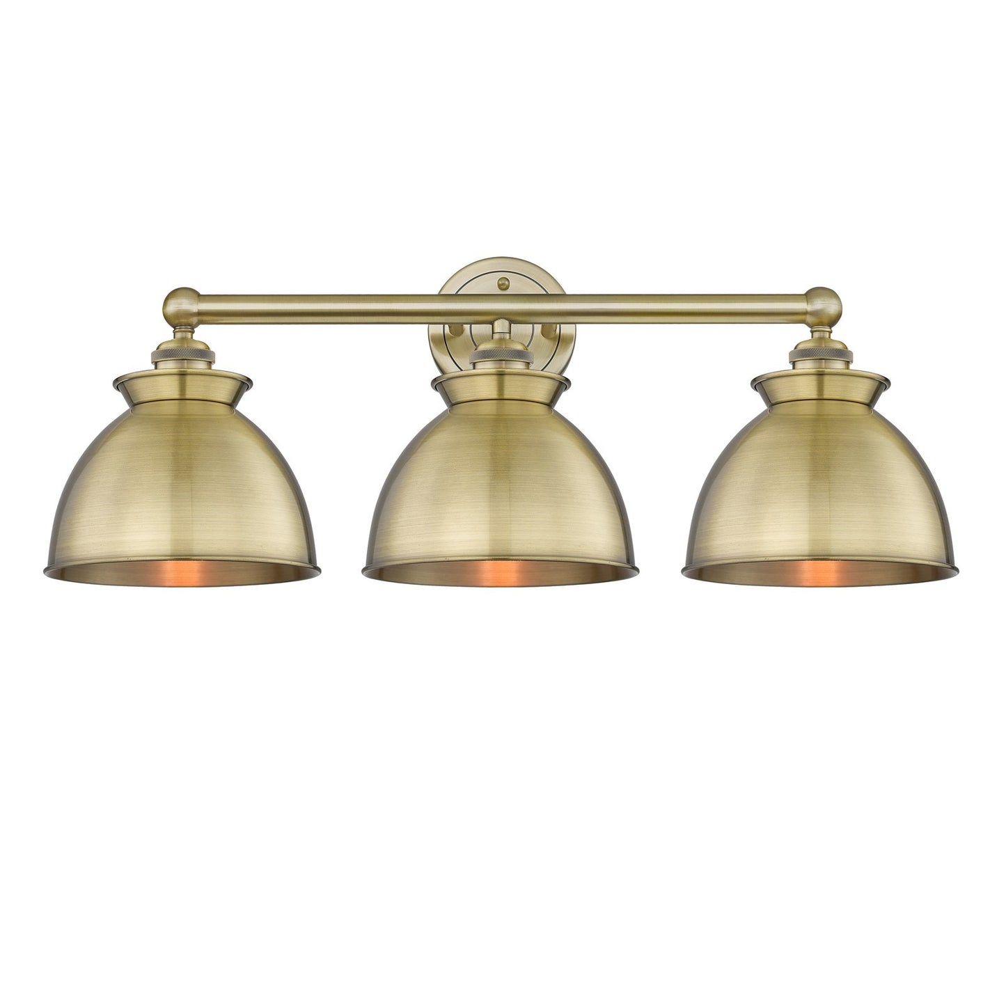 Innovations Adirondack 26in 3-Light Bath Vanity | Industrial Farmhouse Antique Brass Steel and Cast Brass with Antique Brass | Model 616-3W-AB-M14-AB