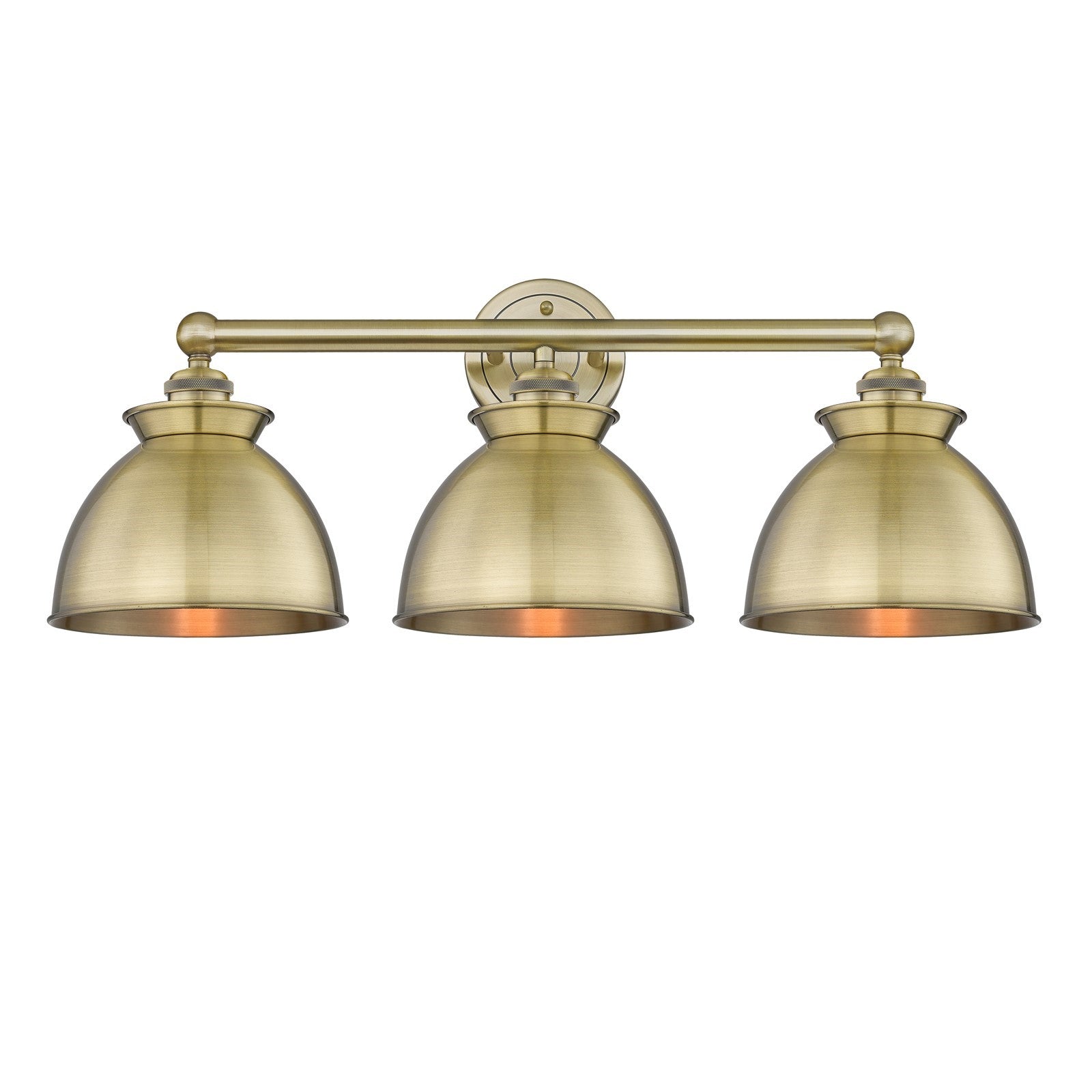 Innovations Adirondack 26in 3-Light Bath Vanity | Industrial Farmhouse Antique Brass Steel and Cast Brass with Antique Brass | Model 616-3W-AB-M14-AB