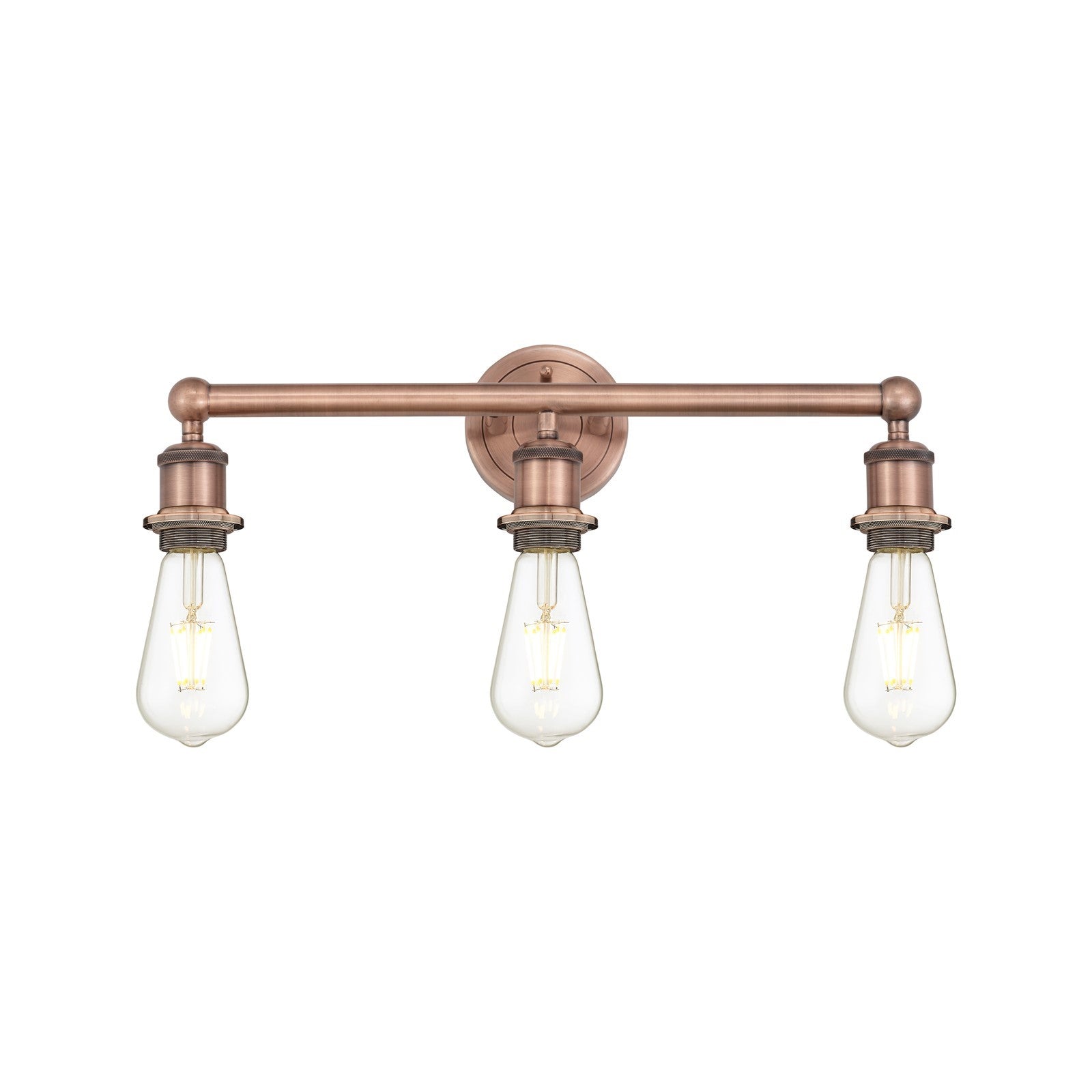 Innovations Edison 21in 3-Light Bath Vanity Light | Industrial Antique Copper Steel and Cast Brass | Damp Rated Bathroom Vanity | 21.38 | Model 616-3W-AC