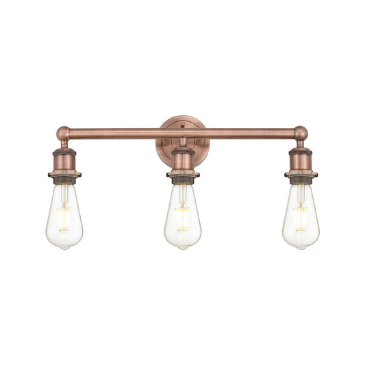 Innovations Edison 21in 3-Light Bath Vanity Light | Industrial Antique Copper Steel and Cast Brass | Damp Rated Bathroom Vanity | 21.38 | Model 616-3W-AC