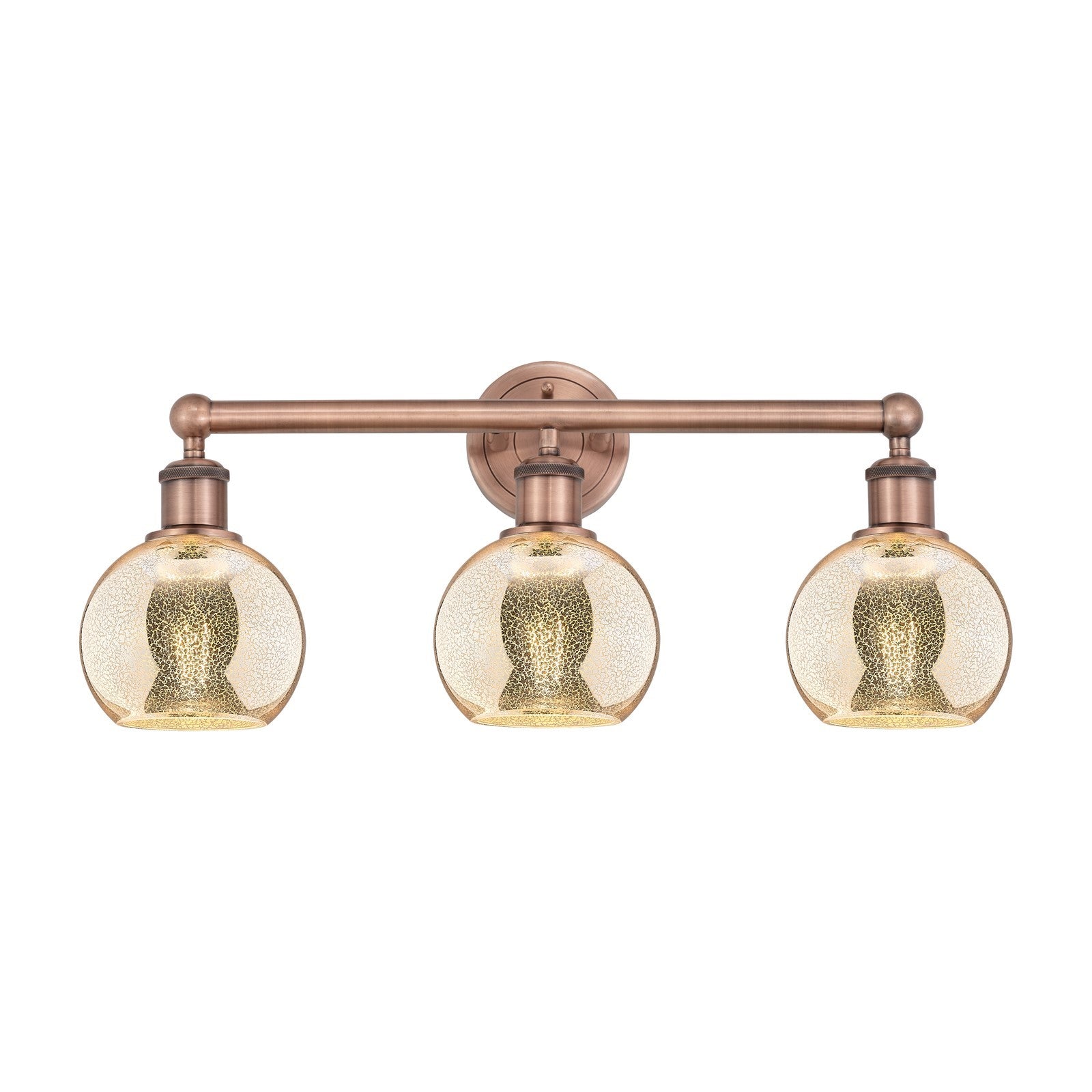 Innovations Athens 24in 3-Light Bath Vanity | Industrial Antique Copper Steel and Mercury Glass | Bathroom Vanity Light | 23.88 x | Model 616-3W-AC-G128-6