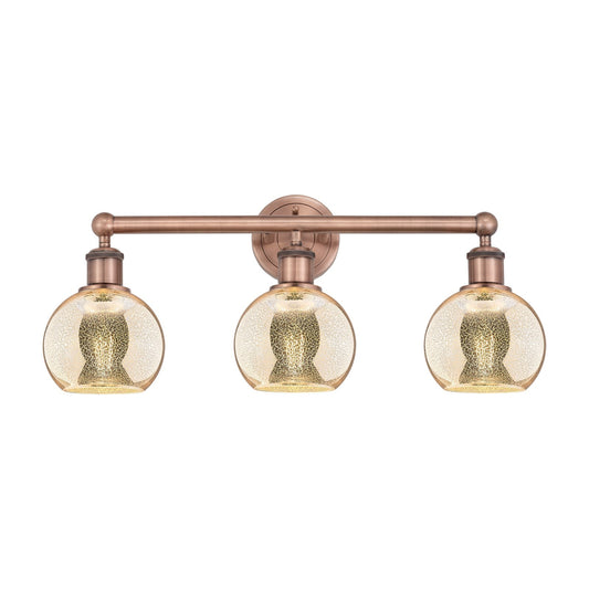 Innovations Athens 24in 3-Light Bath Vanity | Industrial Antique Copper Steel and Mercury Glass | Bathroom Vanity Light | 23.88 x | Model 616-3W-AC-G128-6