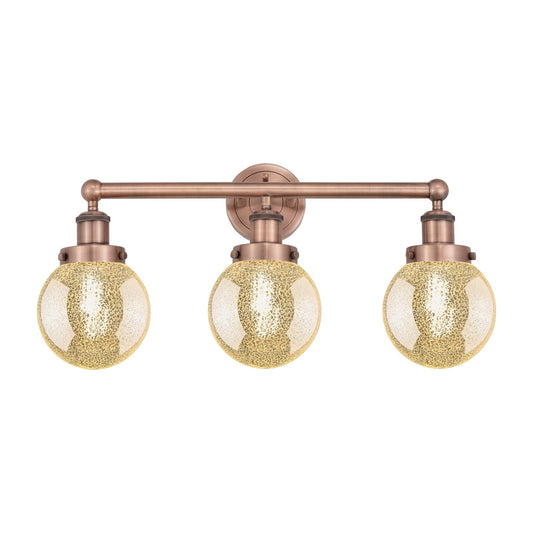 Innovations Beacon 24in 3-Light Bath Vanity Light | Industrial Antique Copper Steel and Mercury Glass | Bathroom Vanity | 24 x | Model 616-3W-AC-G208-6