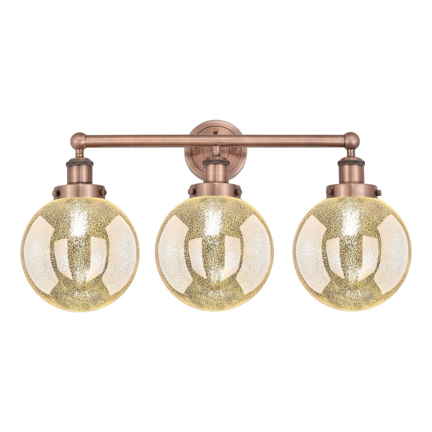 Innovations Beacon 26in 3-Light Bath Vanity Light | Art Nouveau Industrial Antique Copper Steel and Mercury Glass | Bathroom | Model 616-3W-AC-G208-8