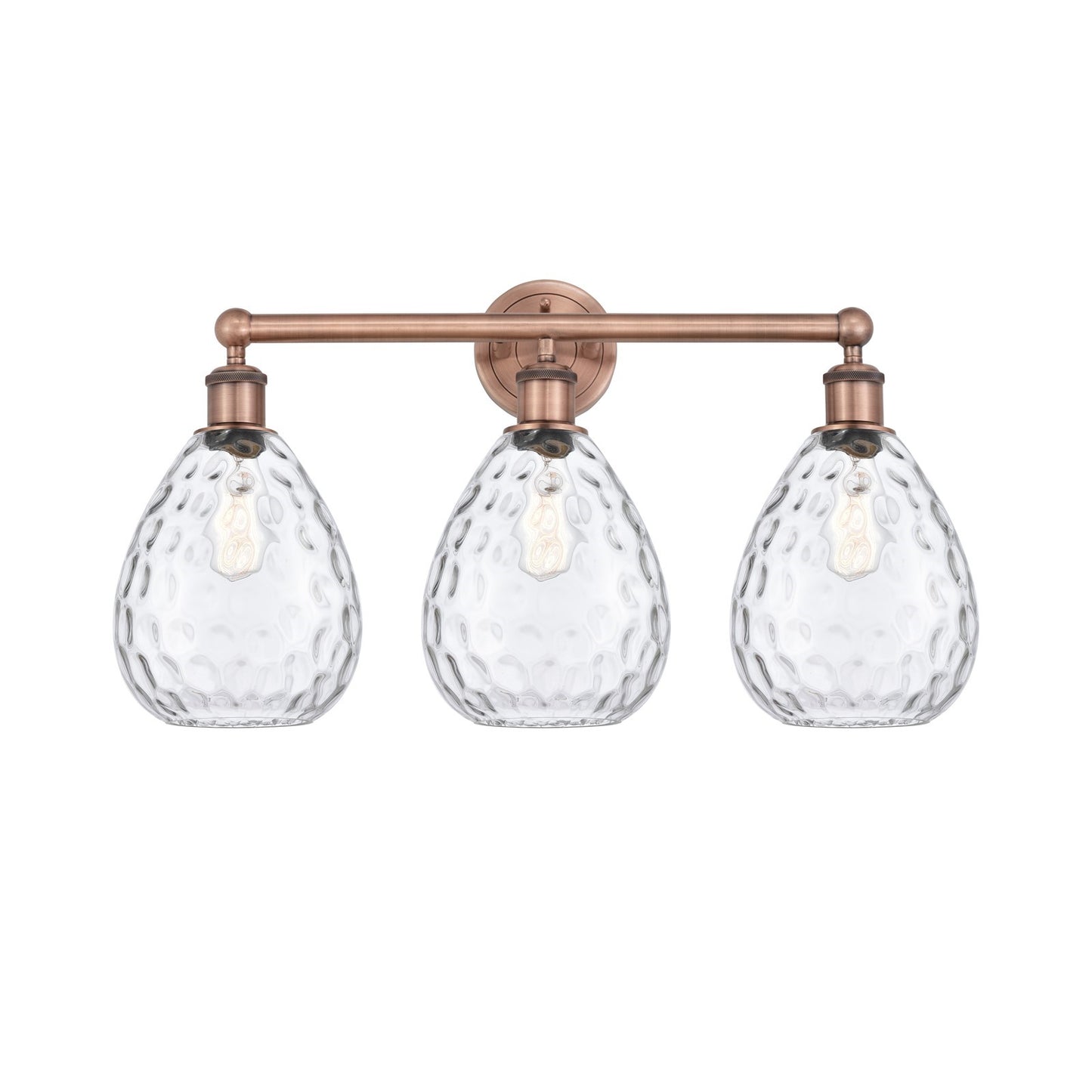 Innovations Waverly 26in 3-Light Bath Vanity Light | Industrial Antique Copper Steel and Clear Glass | Bathroom Vanity | 26 x 14.25 | Model 616-3W-AC-G372