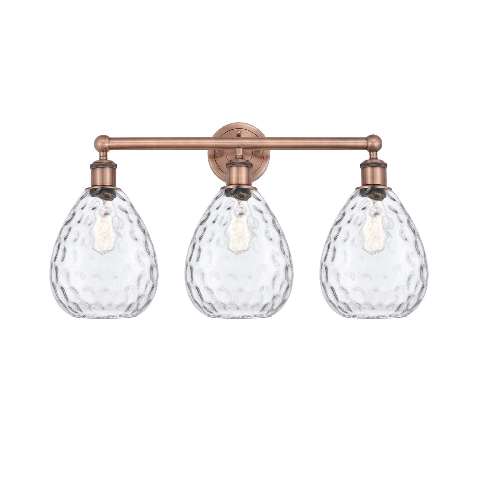 Innovations Waverly 26in 3-Light Bath Vanity Light | Industrial Antique Copper Steel and Clear Glass | Bathroom Vanity | 26 x 14.25 | Model 616-3W-AC-G372