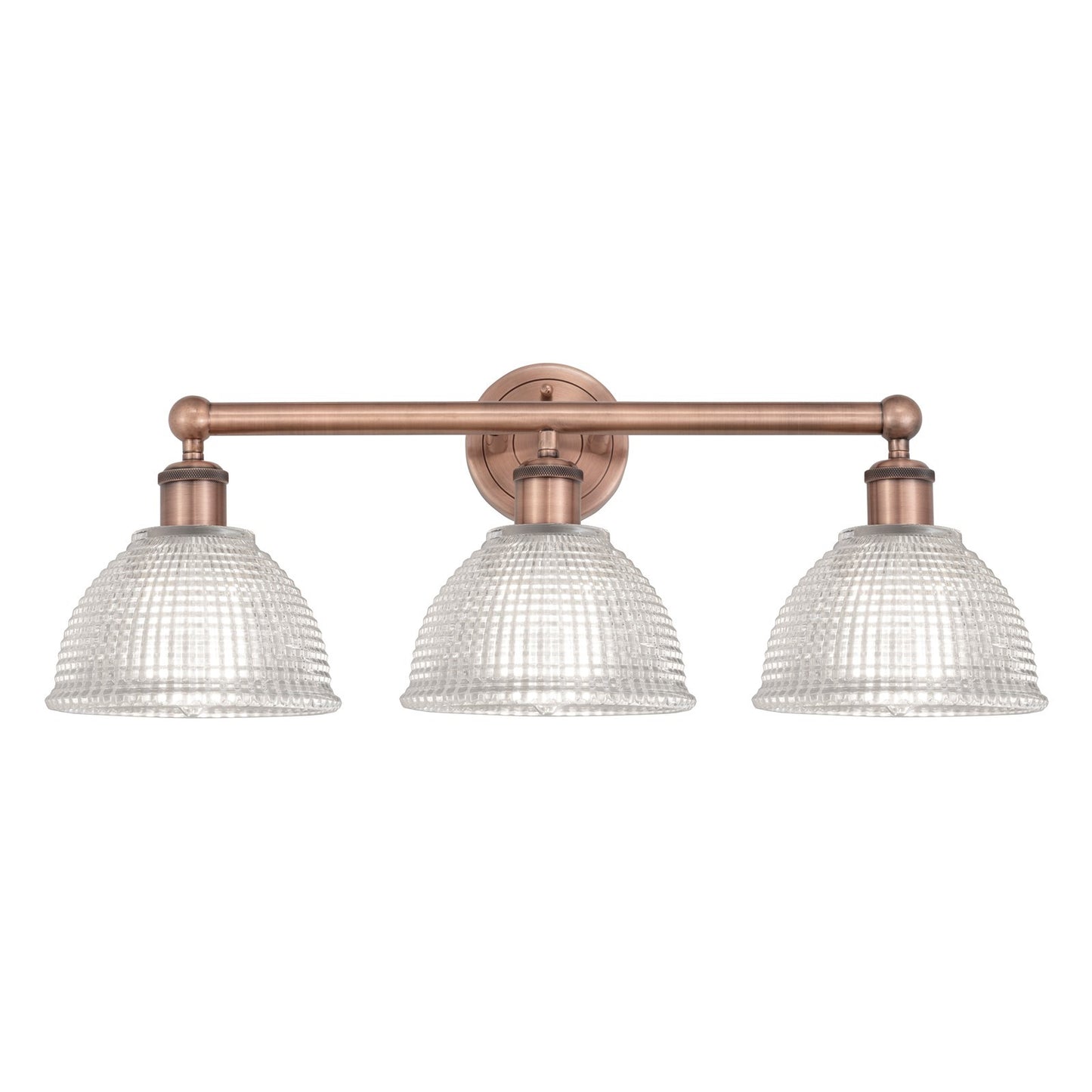 Innovations Arietta 26in 3-Light Bath Vanity Light | Industrial Antique Copper and Clear Glass | Bathroom Vanity | 26 x 10.25 x 8.5 | Model 616-3W-AC-G422