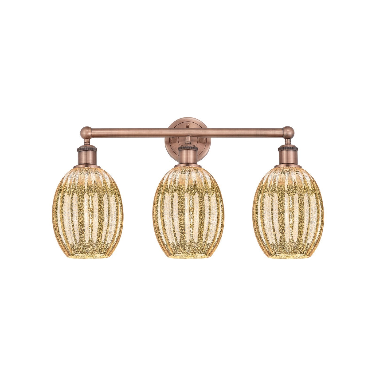 Innovations Preston Bulb 24in 3-Light Bath Vanity Light | Industrial Antique Copper and Mercury Glass | Bathroom Vanity | 24.25 | Model 616-3W-AC-G459-6ME