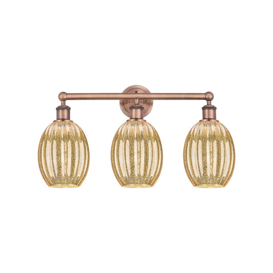 Innovations Preston Bulb 24in 3-Light Bath Vanity Light | Industrial Antique Copper and Mercury Glass | Bathroom Vanity | 24.25 | Model 616-3W-AC-G459-6ME