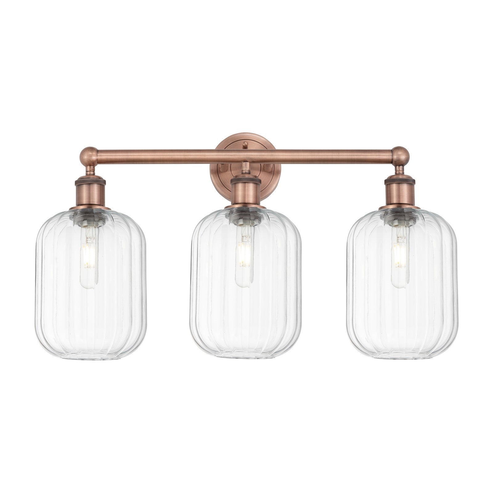 Innovations Preston Cylinder 25in 3-Light Bath Vanity | Industrial Antique Copper Steel and Clear Glass | Bathroom Vanity & | Model 616-3W-AC-G460-7CL