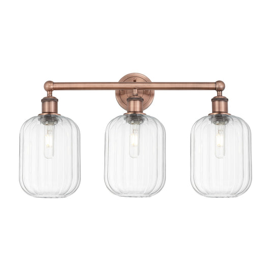Innovations Preston Cylinder 25in 3-Light Bath Vanity | Industrial Antique Copper Steel and Clear Glass | Bathroom Vanity & | Model 616-3W-AC-G460-7CL