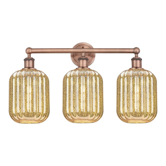 Innovations Preston Cylinder 25in 3-Light Bath Vanity Light | Industrial Antique Copper and Mercury Glass | Bathroom Vanity | Model 616-3W-AC-G460-7ME