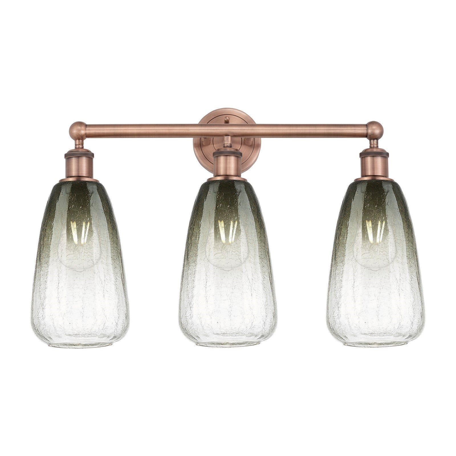Innovations Brookhaven Almond 24in 3-Light Bath Vanity Light | Industrial Antique Copper Steel and Slate Glass Shade | Damp | Model 616-3W-AC-G480-6SL