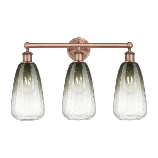 Innovations Brookhaven Almond 24in 3-Light Bath Vanity Light | Industrial Antique Copper Steel and Slate Glass Shade | Damp | Model 616-3W-AC-G480-6SL