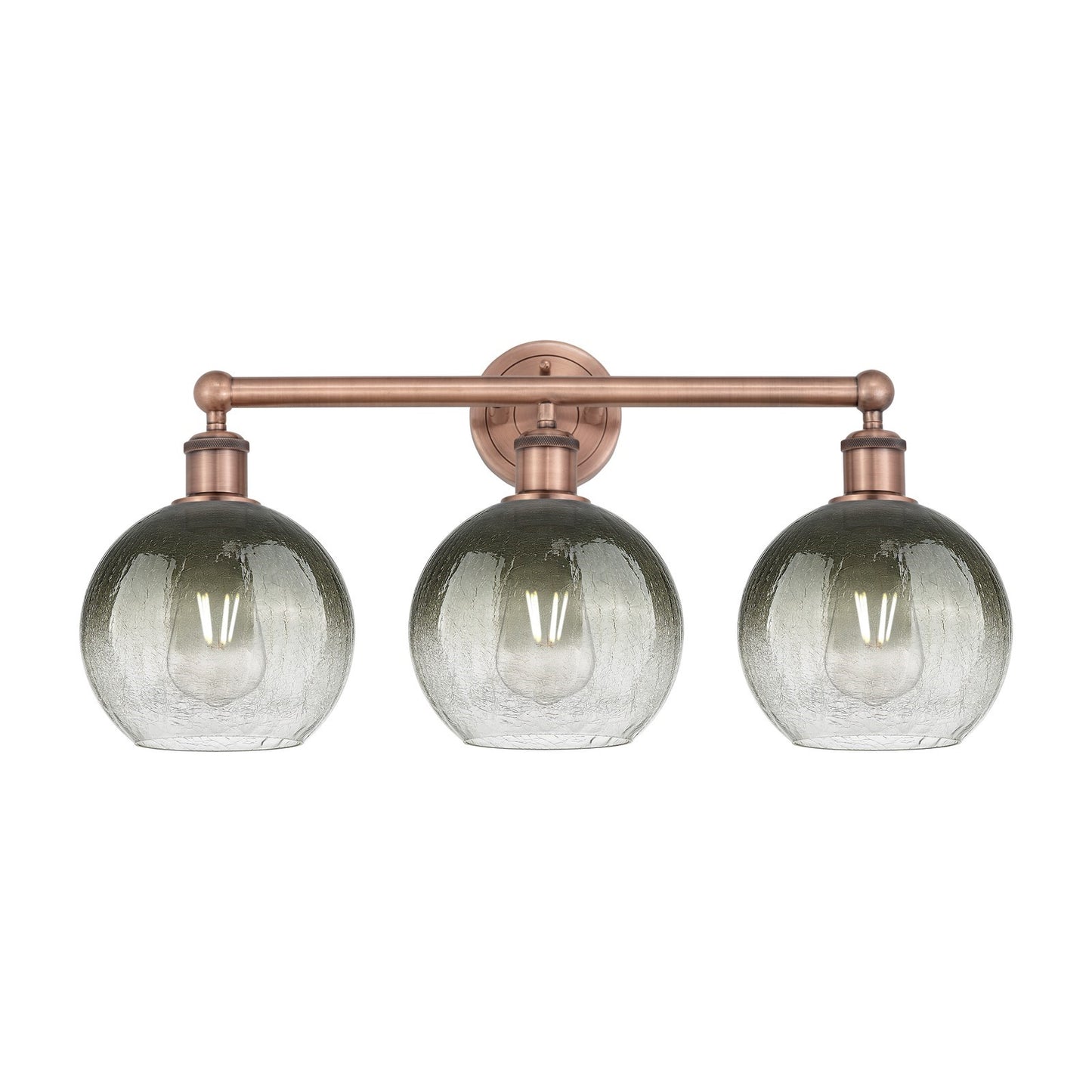 Innovations Brookhaven Globe 26in 3-Light Bath Vanity Light | Industrial Antique Copper Steel and Slate Glass | Bathroom Vanity | Model 616-3W-AC-G483-8SL