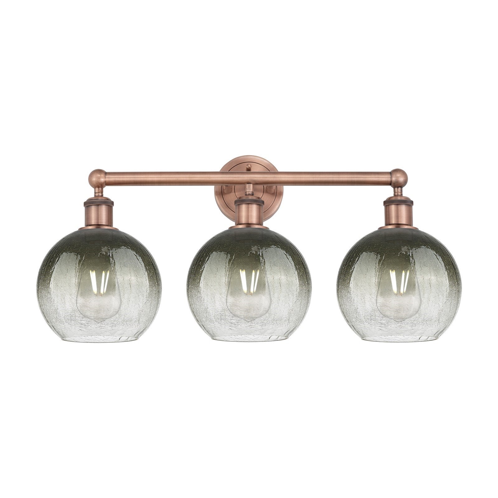 Innovations Brookhaven Globe 26in 3-Light Bath Vanity Light | Industrial Antique Copper Steel and Slate Glass | Bathroom Vanity | Model 616-3W-AC-G483-8SL