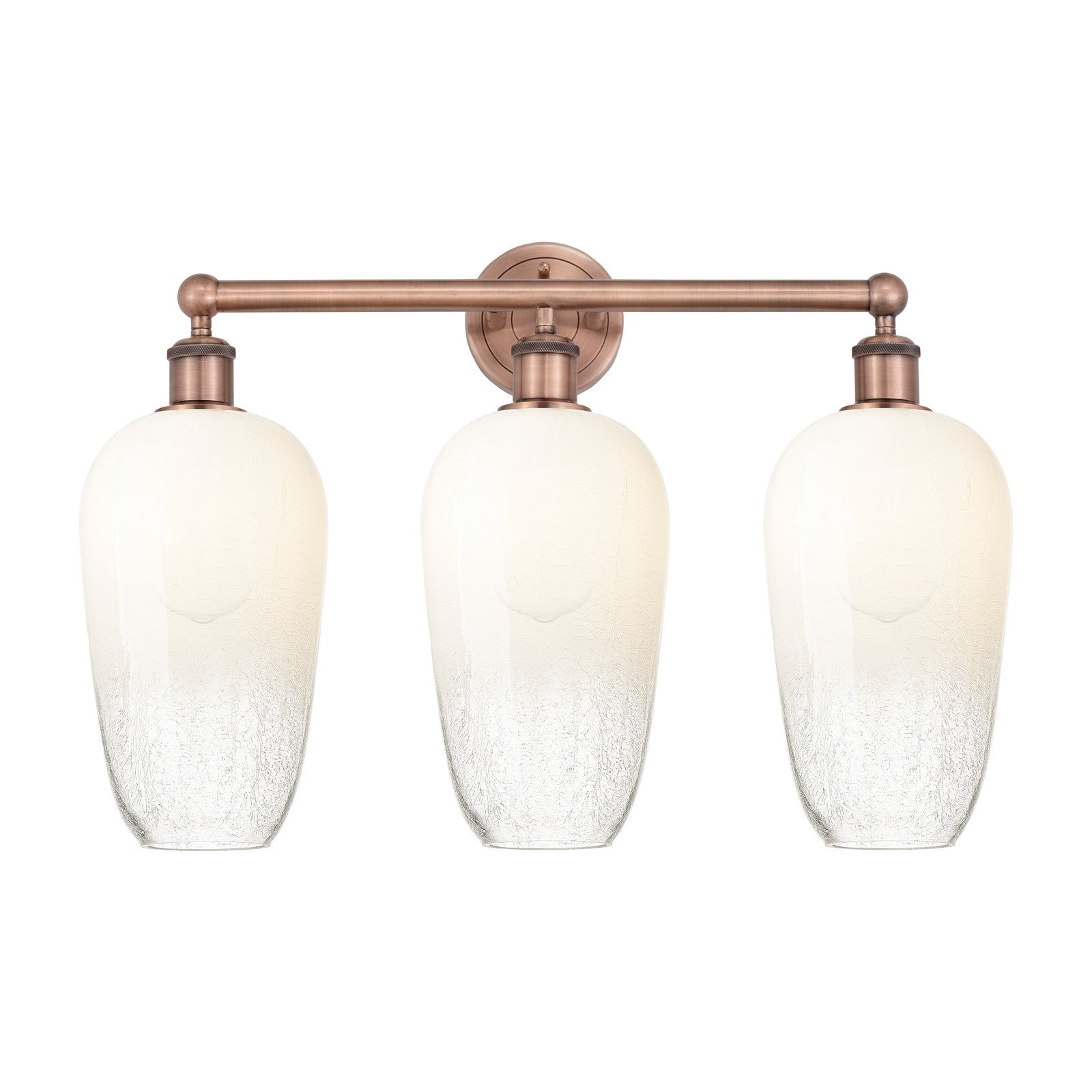 Innovations Brookhaven Flute 25in 3-Light Bath Vanity | Industrial Antique Copper Steel and Opal Glass | Damp Rated Bathroom & | Model 616-3W-AC-G484-7OP