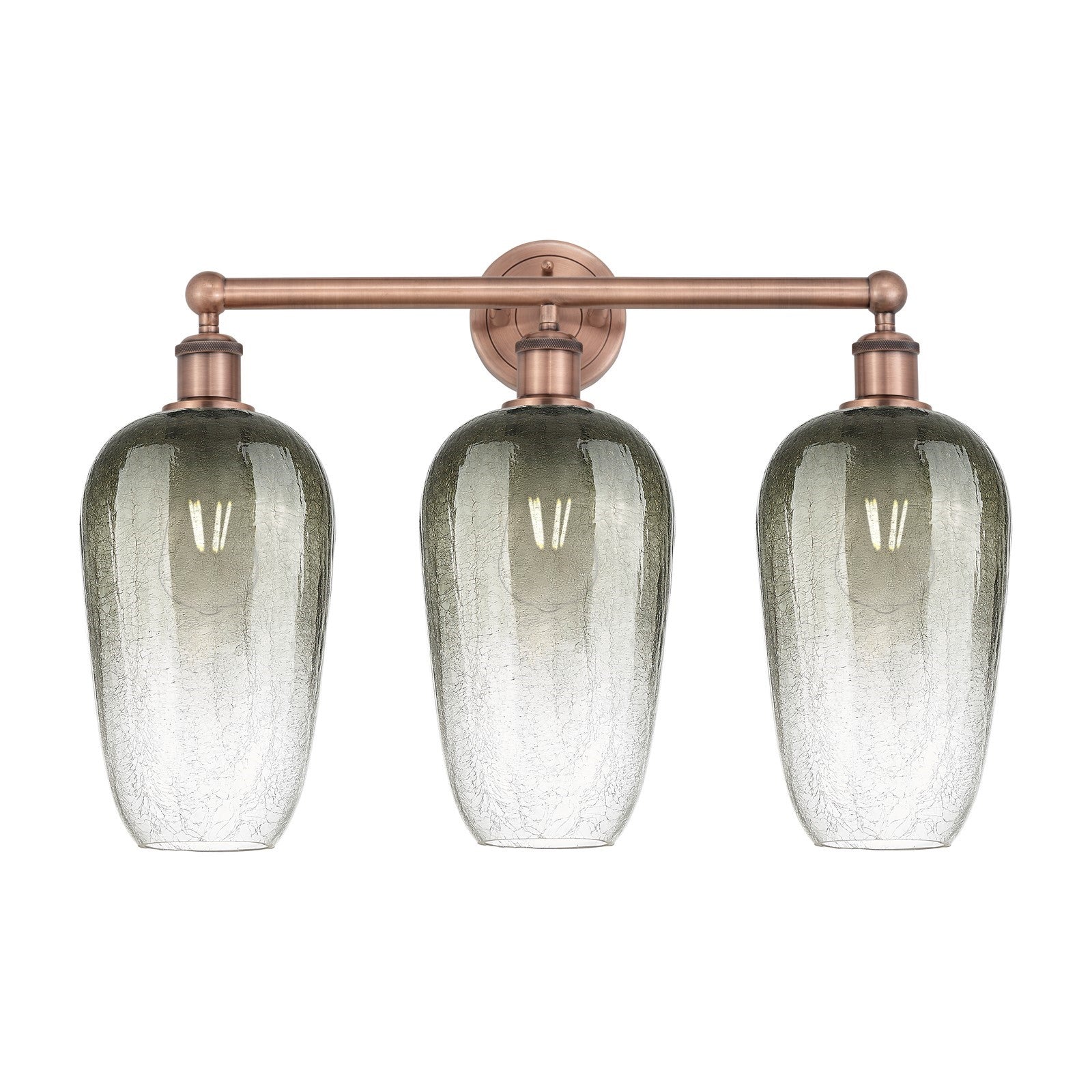 Innovations Brookhaven Flute 25in 3-Light Bath Vanity Light | Industrial Antique Copper Steel and Slate Glass | Damp-Rated | Model 616-3W-AC-G484-7SL