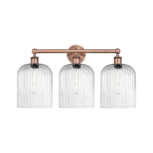 Innovations Bridal Veil 23in 3-Light Bath Vanity Light | Art Nouveau Antique Copper and Seedy Bell Glass | Bathroom Vanity & | Model 616-3W-AC-G559-8SDY