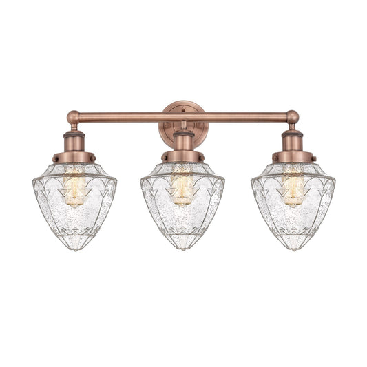Innovations Bullet 25in 3-Light Bath Vanity Light | Industrial Antique Copper Steel and Seedy Glass | Bathroom Vanity | 25 x | Model 616-3W-AC-G664-7