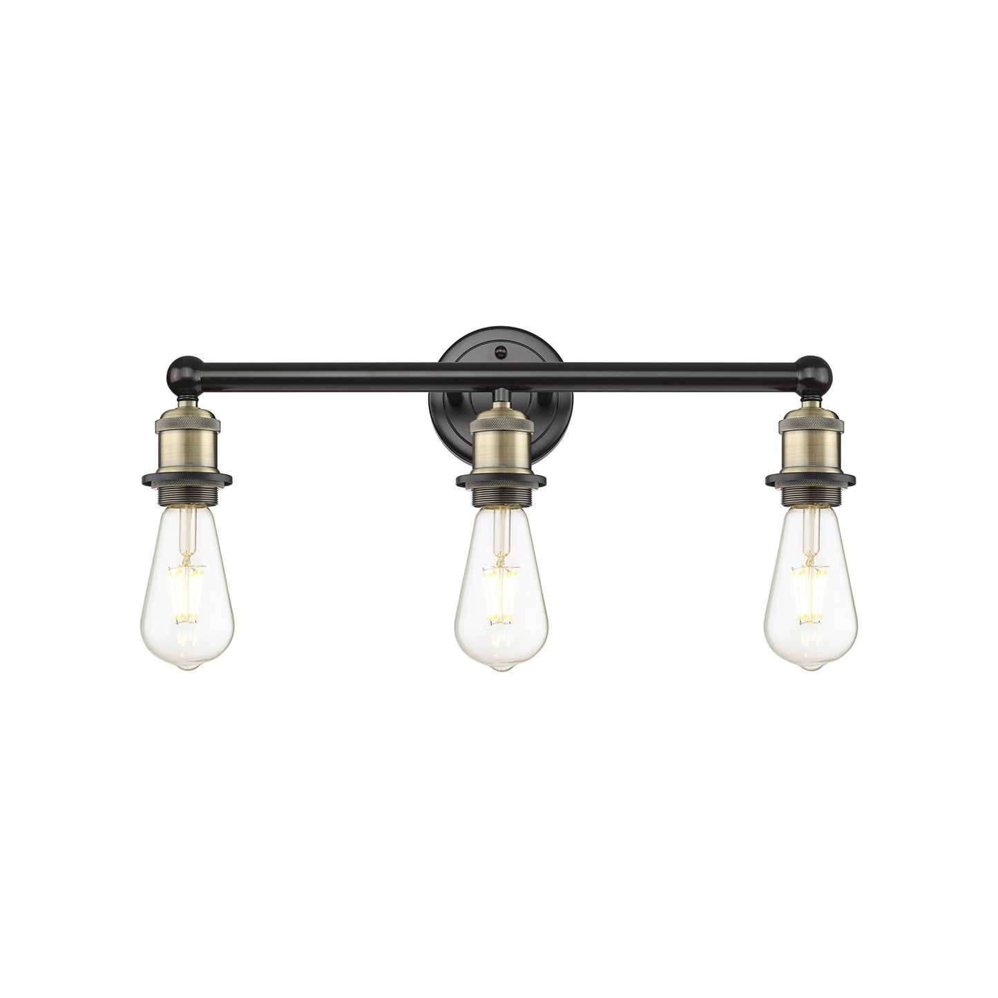 Innovations Edison 21in 3-Light Bath Vanity Light | Industrial Black Antique Brass Steel and Cast Brass | Damp Rated Bathroom Vanity | Model 616-3W-BAB