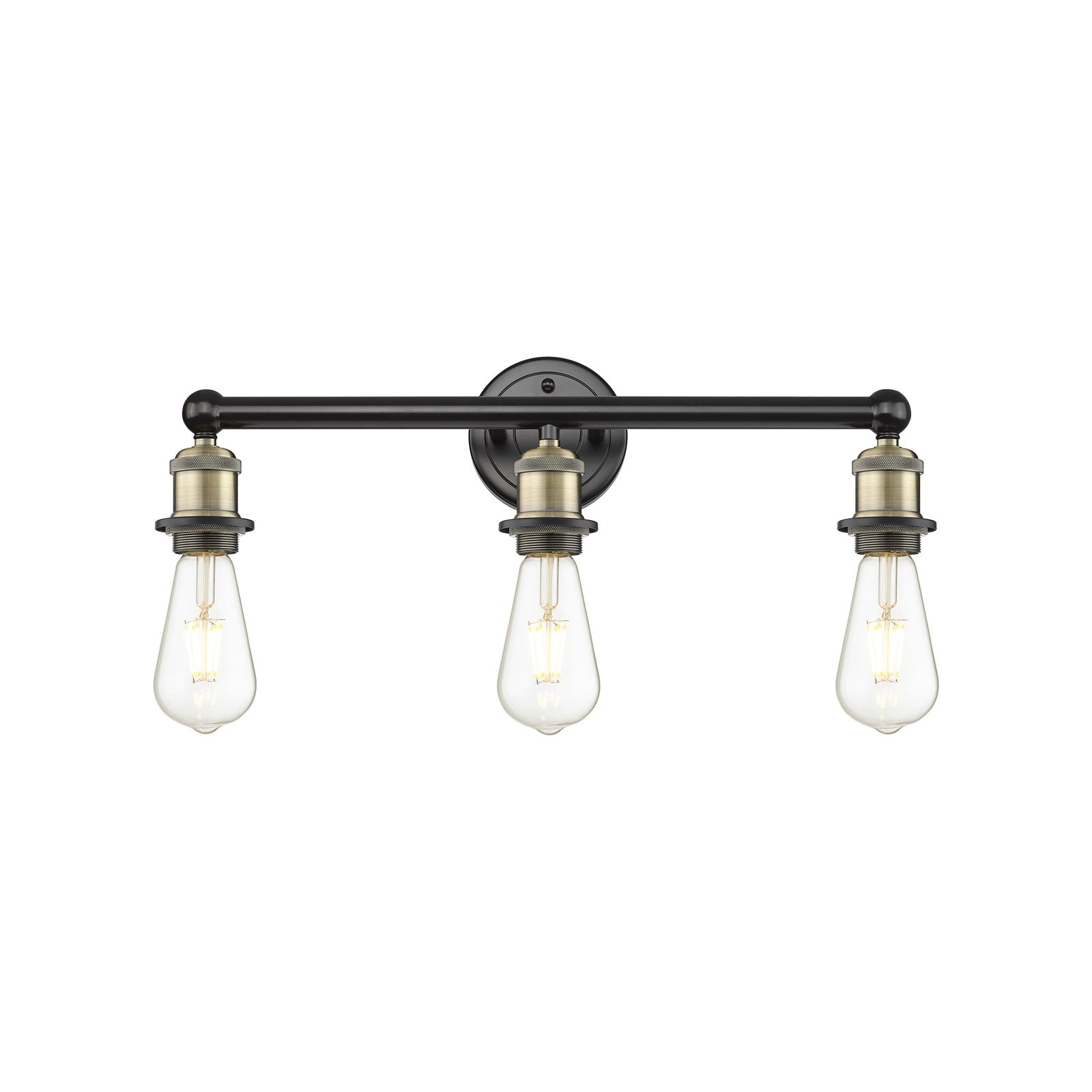 Innovations Edison 21in 3-Light Bath Vanity Light | Industrial Black Antique Brass Steel and Cast Brass | Damp Rated Bathroom Vanity | Model 616-3W-BAB