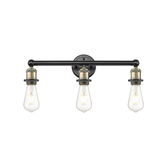 Innovations Edison 21in 3-Light Bath Vanity Light | Industrial Black Antique Brass Steel and Cast Brass | Damp Rated Bathroom Vanity | Model 616-3W-BAB