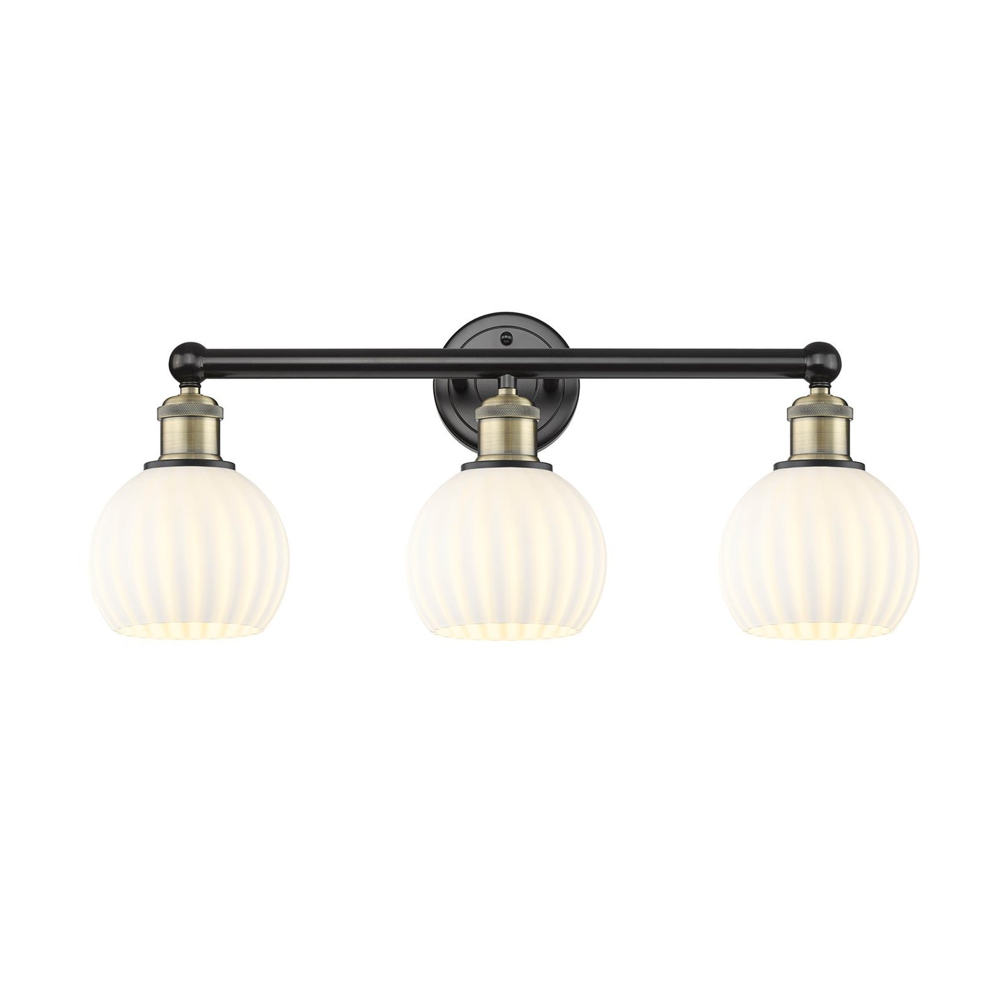 Innovations White Venetian 24in 3-Light Bath Vanity Light | Art Nouveau Black Antique Brass Steel and White Venetian Glass | Model 616-3W-BAB-G1217-6WV