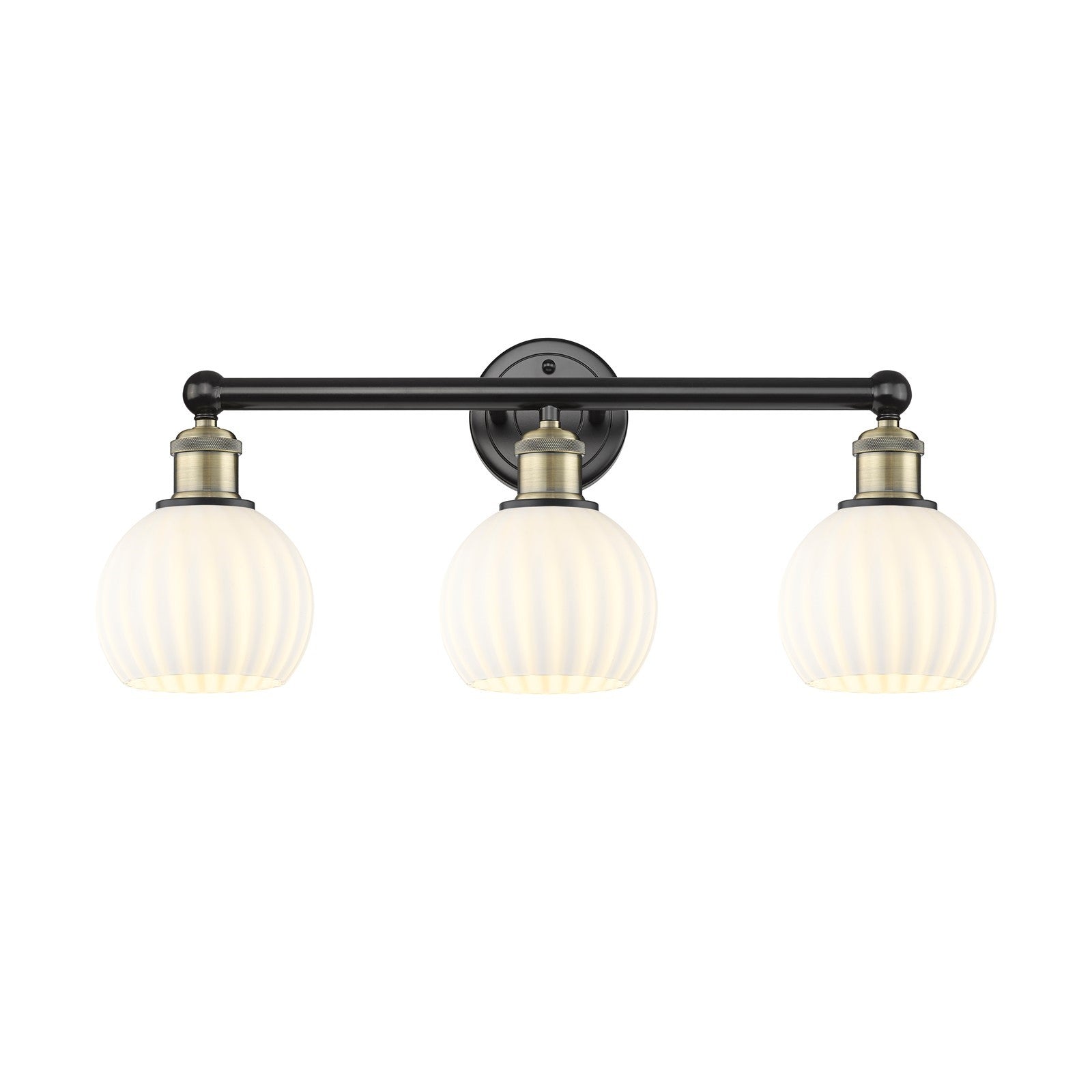 Innovations White Venetian 24in 3-Light Bath Vanity Light | Art Nouveau Black Antique Brass Steel and White Venetian Glass | Model 616-3W-BAB-G1217-6WV