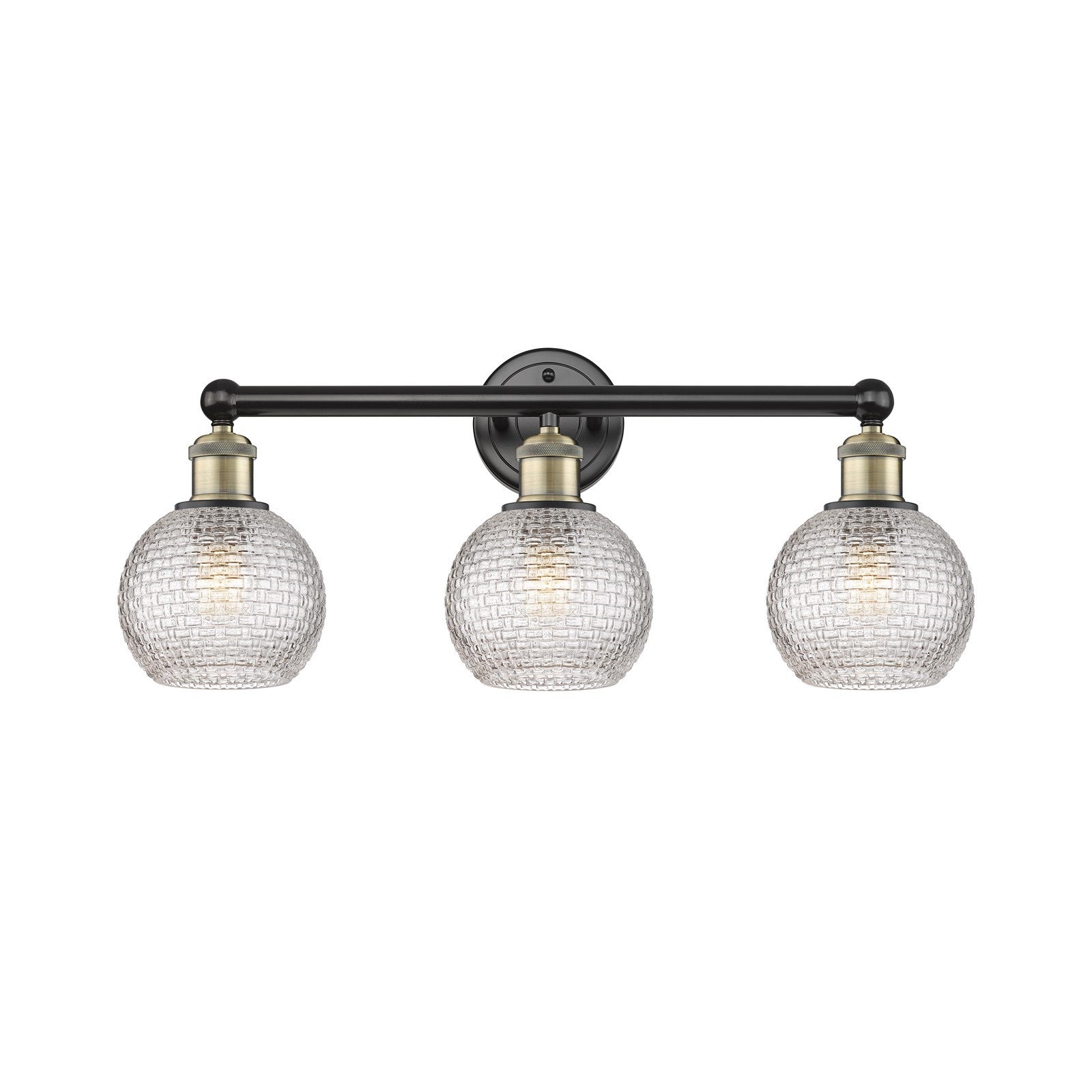 Innovations Athens 24in 3-Light Bath Vanity Light | Modern Farmhouse Black Antique Brass and Clear Basket Weave Glass | Model 616-3W-BAB-G122C-6CL