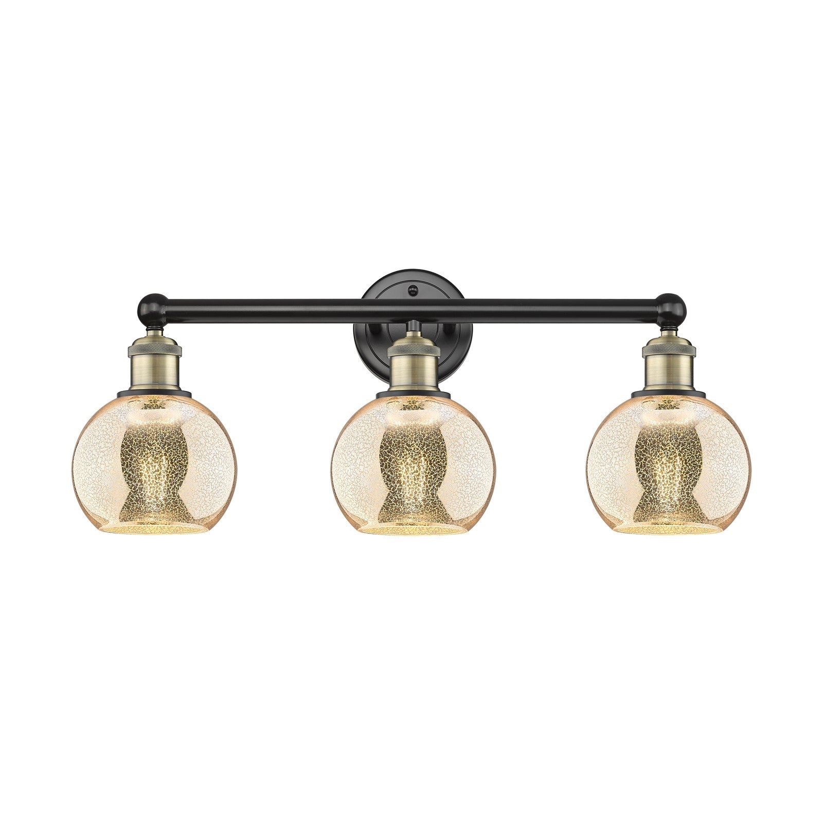 Innovations Athens 24in 3-Light Bath Vanity Light | Industrial Black Antique Brass and Mercury Glass | Bathroom Vanity | 23.88 x | Model 616-3W-BAB-G128-6