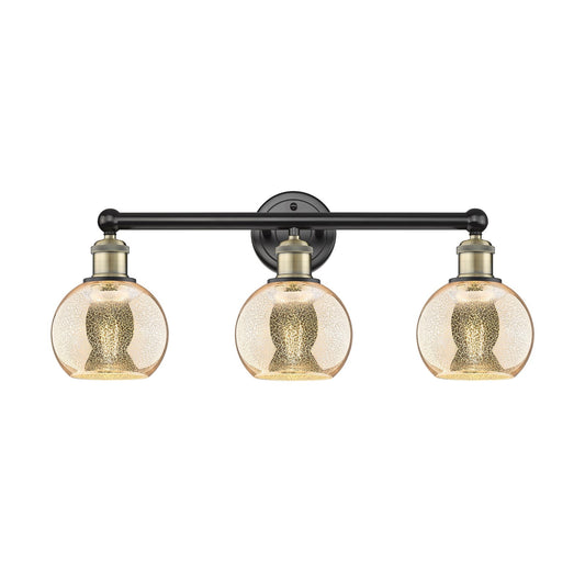 Innovations Athens 24in 3-Light Bath Vanity Light | Industrial Black Antique Brass and Mercury Glass | Bathroom Vanity | 23.88 x | Model 616-3W-BAB-G128-6