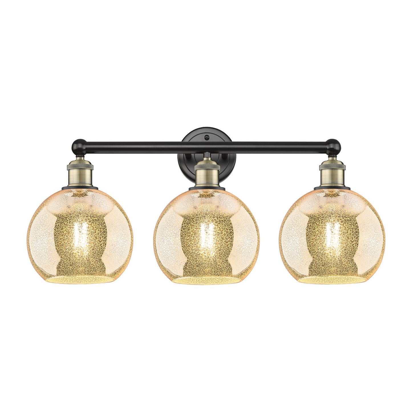 Innovations Athens 26in 3-Light Bath Vanity Light | Industrial Black Antique Brass and Mercury Glass | Bathroom Vanity | 26 x | Model 616-3W-BAB-G128-8