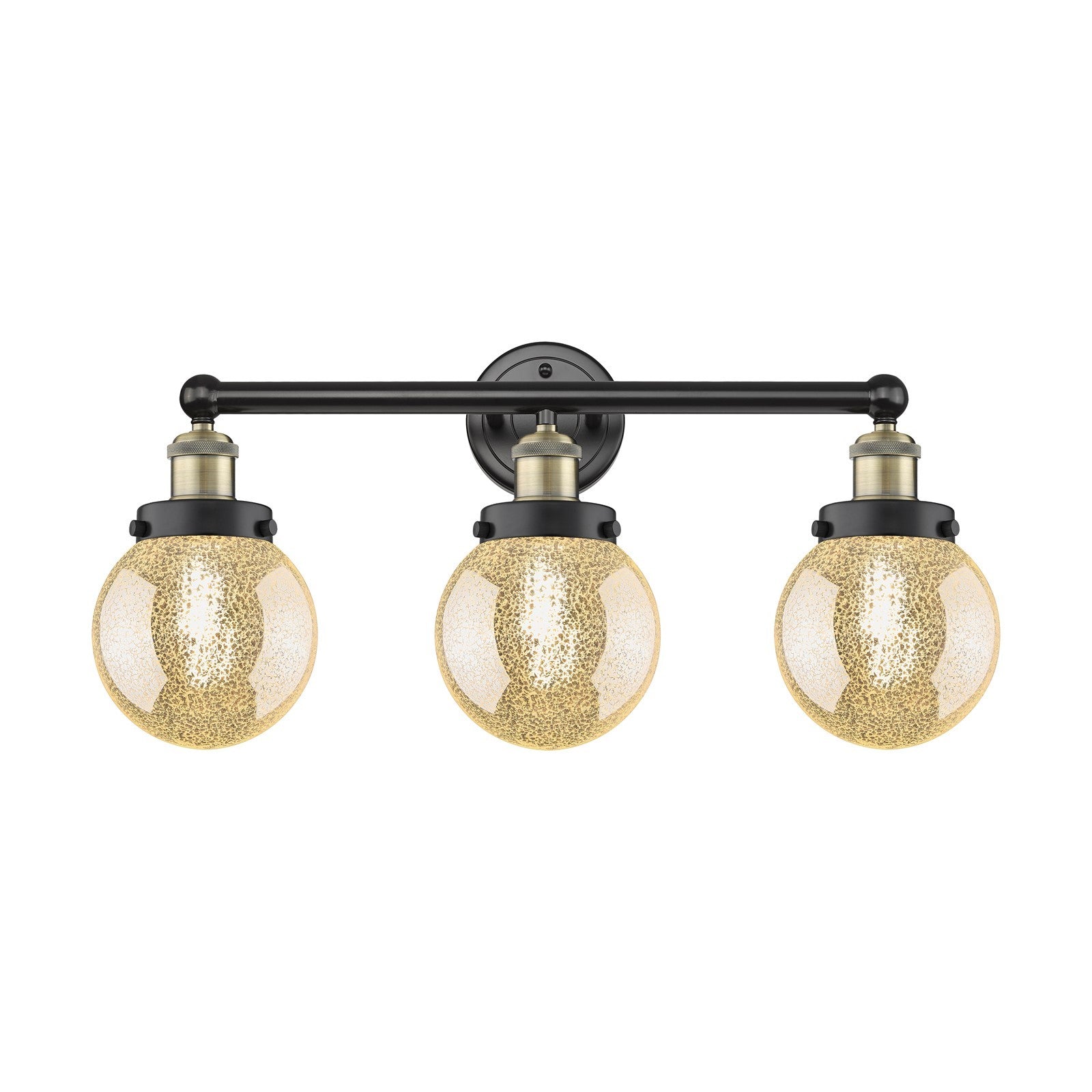 Innovations Beacon 24in 3-Light Bath Vanity Light | Industrial Black Antique Brass Steel and Mercury Glass | Bathroom Vanity & | Model 616-3W-BAB-G208-6