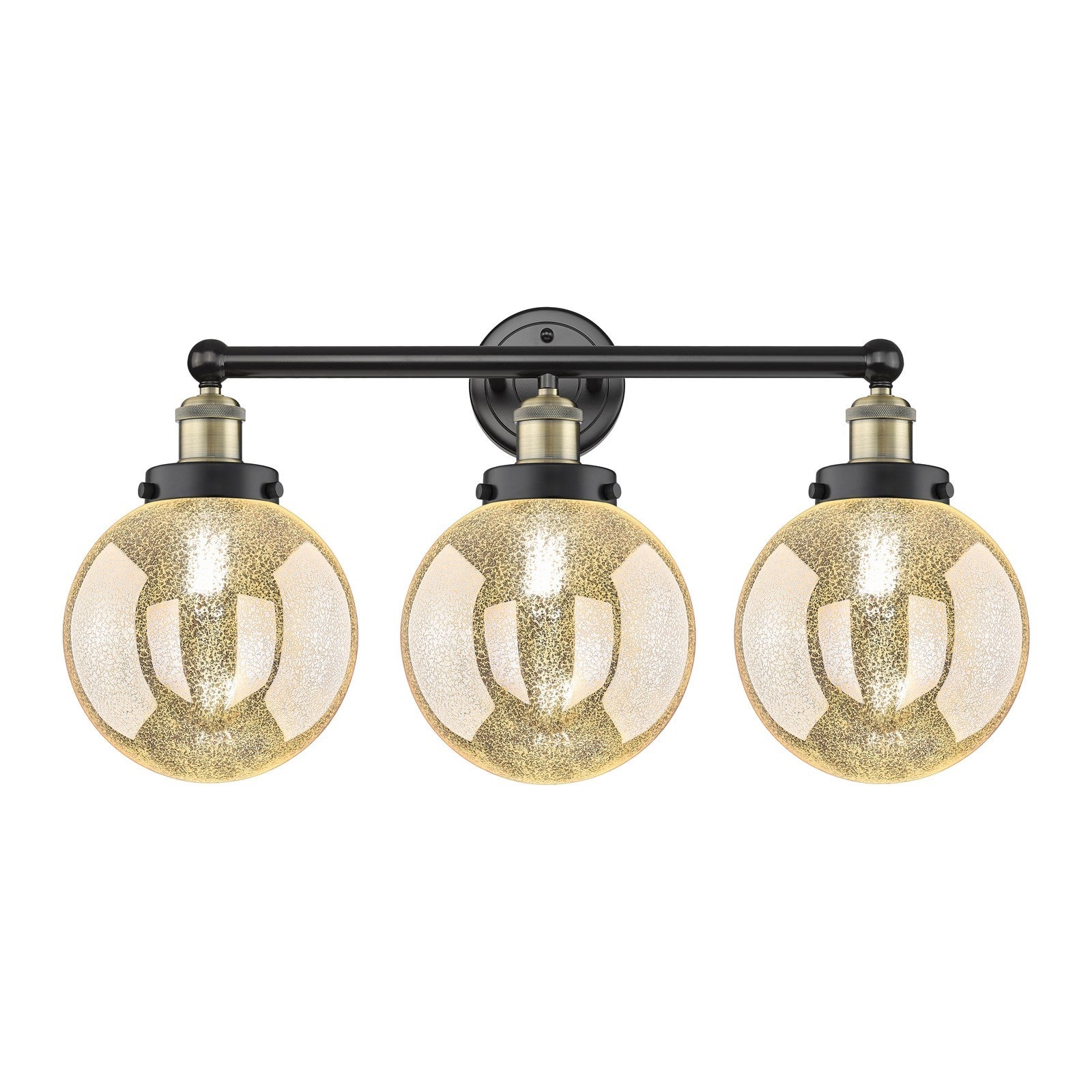 Innovations Beacon 26in 3-Light Bath Vanity Light | Industrial Black Antique Brass and Mercury Glass | Bathroom Vanity | 26 x | Model 616-3W-BAB-G208-8