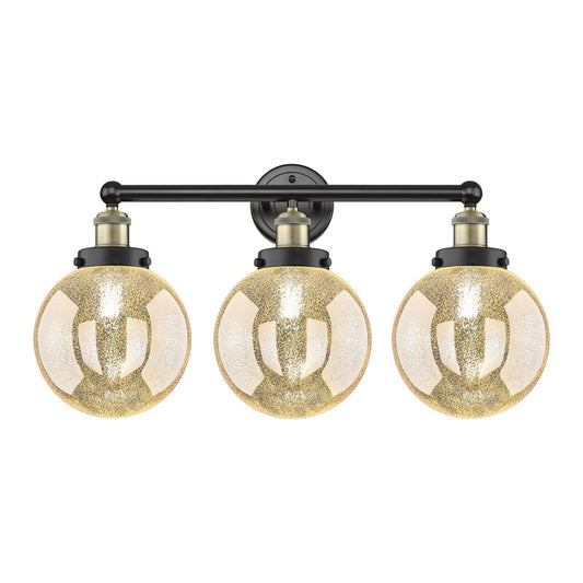 Innovations Beacon 26in 3-Light Bath Vanity Light | Industrial Black Antique Brass and Mercury Glass | Bathroom Vanity | 26 x | Model 616-3W-BAB-G208-8