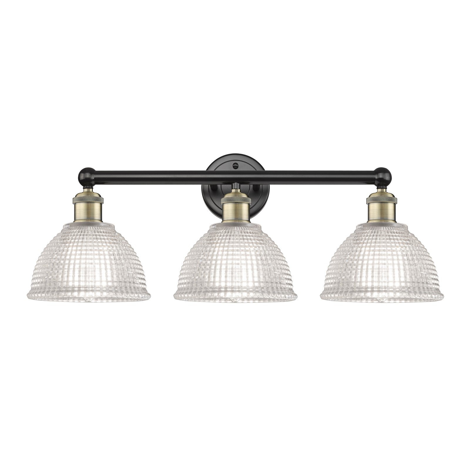 Innovations Arietta 26in 3-Light Bath Vanity Light | Industrial Black Antique Brass and Clear Glass | Bathroom Vanity | 26 x 10.25 | Model 616-3W-BAB-G422