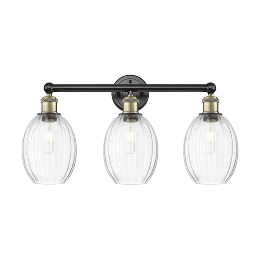 Innovations Preston Bulb 24in 3-Light Bath Vanity Light | Industrial Black Antique Brass and Clear Glass | Bathroom Vanity | Model 616-3W-BAB-G459-6CL