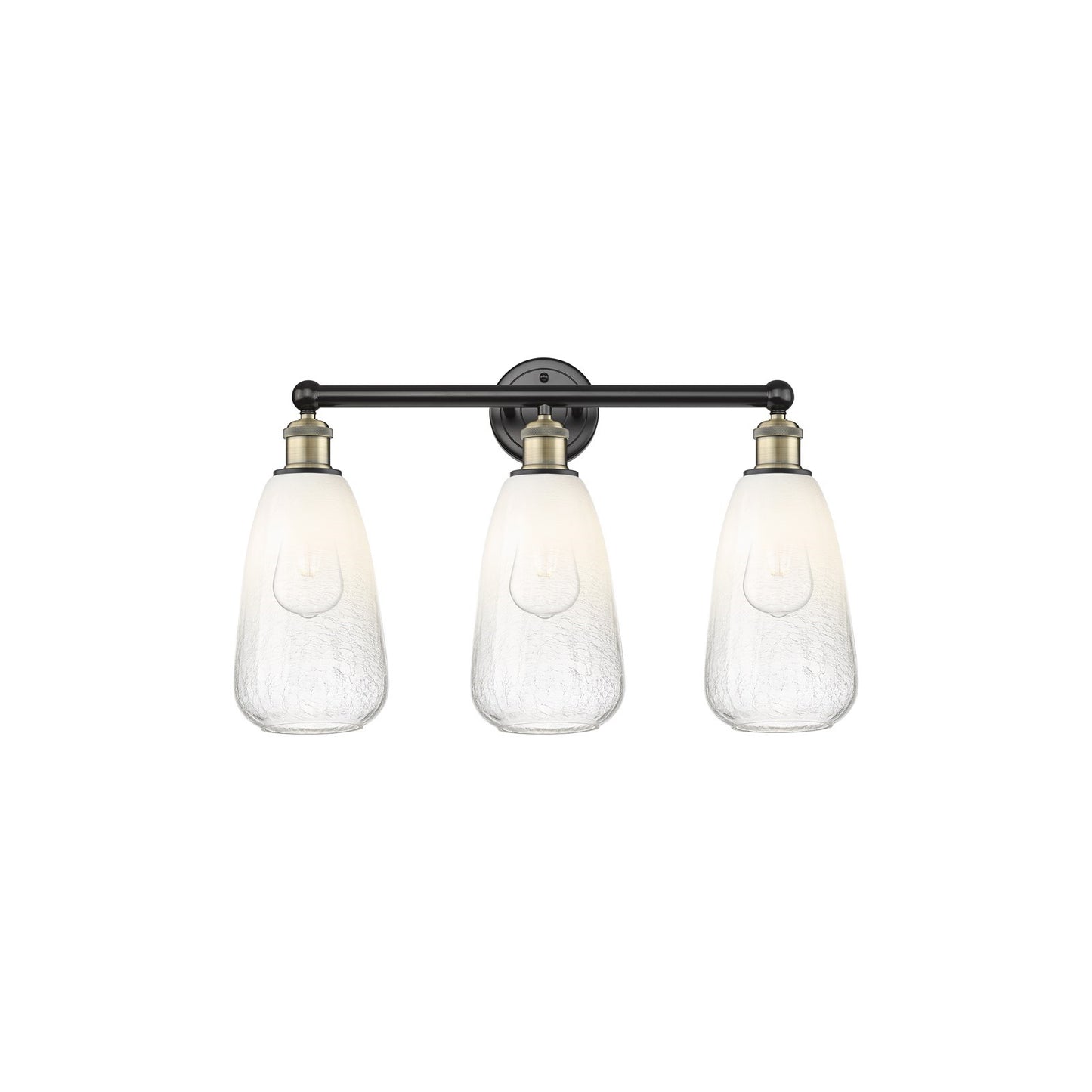 Innovations Brookhaven Almond 24in 3-Light Bath Vanity Light | Industrial Black Antique Brass and Opal Glass | Damp Rated | Model 616-3W-BAB-G480-6OP