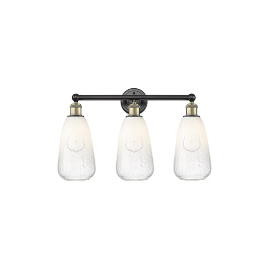 Innovations Brookhaven Almond 24in 3-Light Bath Vanity Light | Industrial Black Antique Brass and Opal Glass | Damp Rated | Model 616-3W-BAB-G480-6OP
