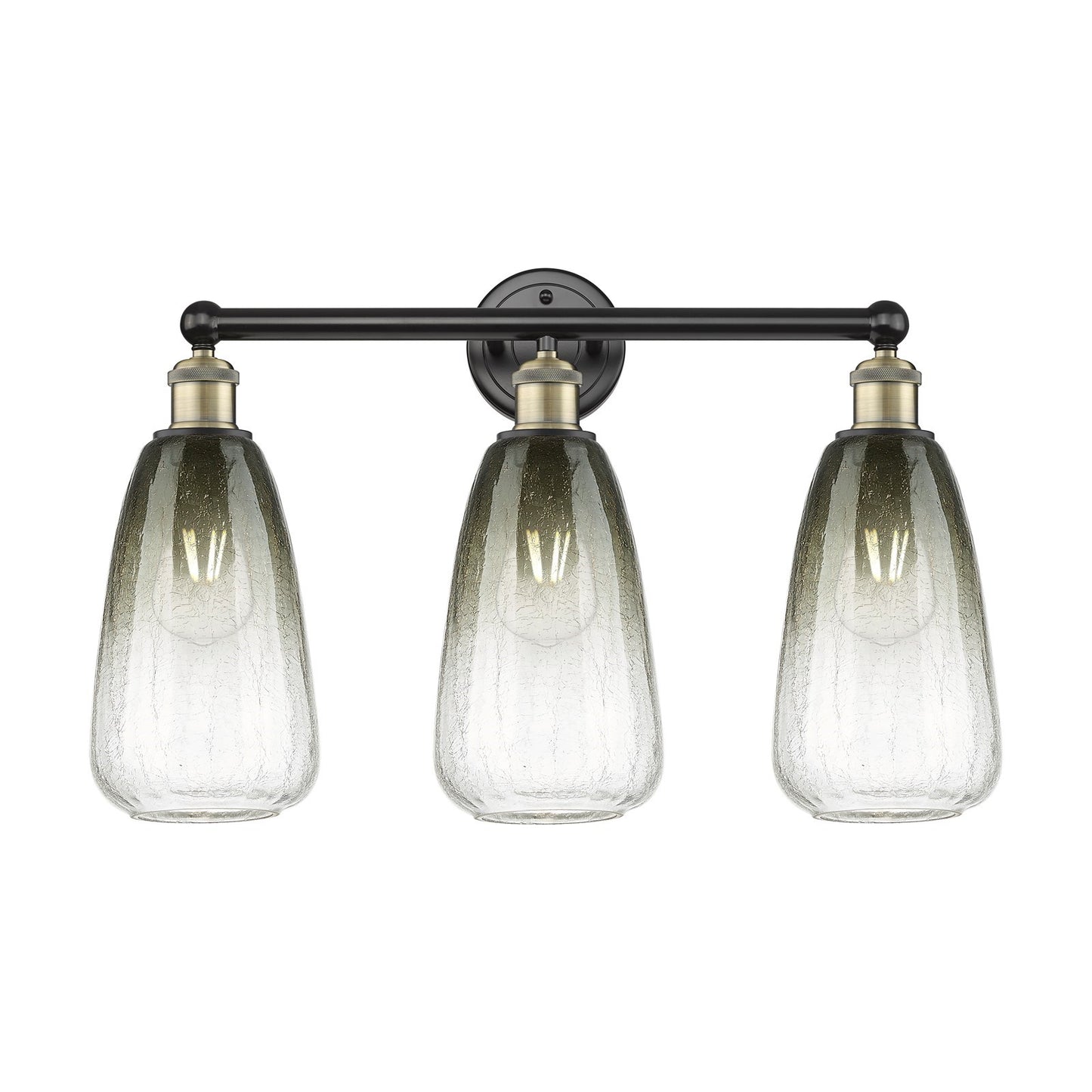 Innovations Brookhaven Almond 24in 3-Light Bath Vanity Light | Industrial Black Antique Brass and Slate Glass | Bathroom | Model 616-3W-BAB-G480-6SL