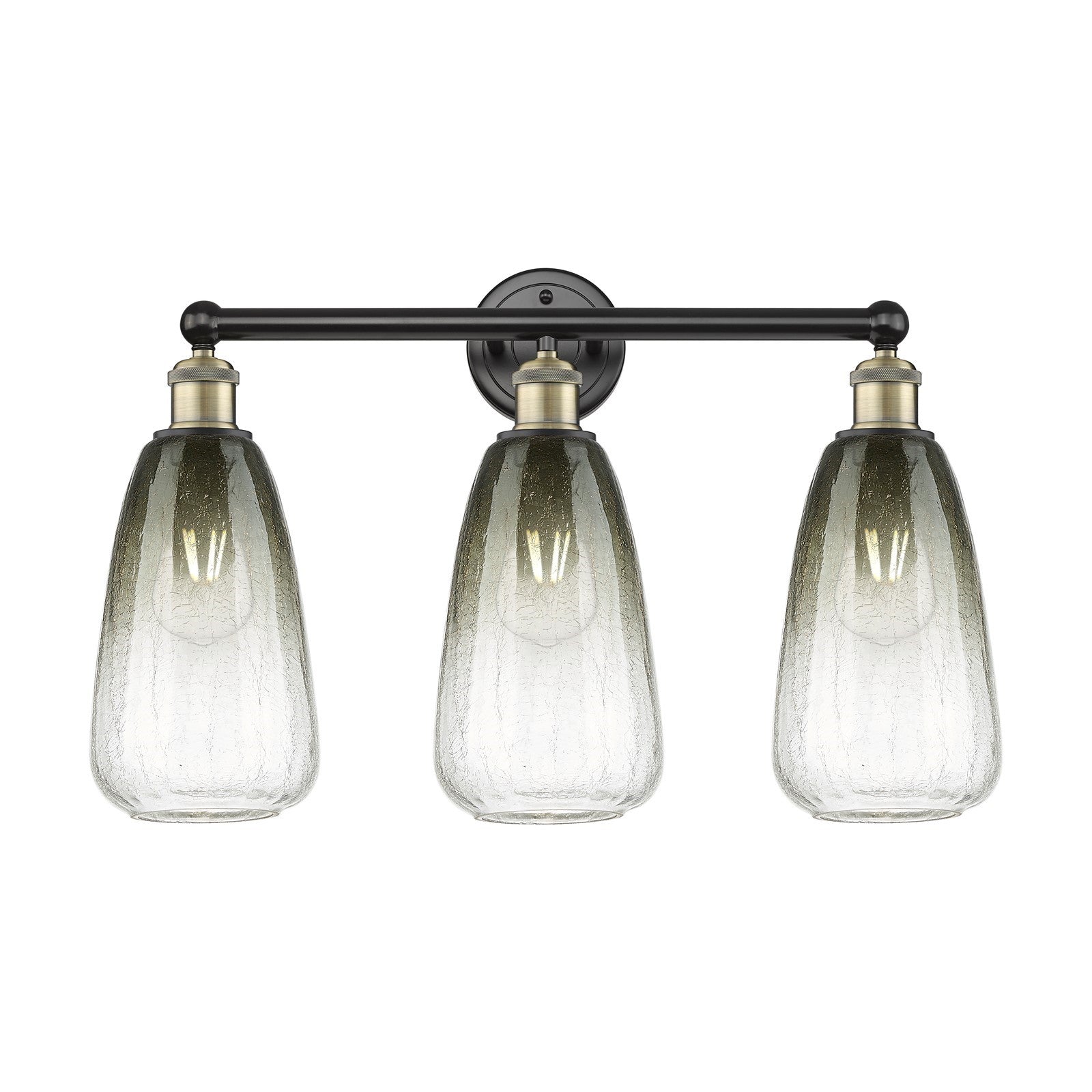 Innovations Brookhaven Almond 24in 3-Light Bath Vanity Light | Industrial Black Antique Brass and Slate Glass | Bathroom | Model 616-3W-BAB-G480-6SL