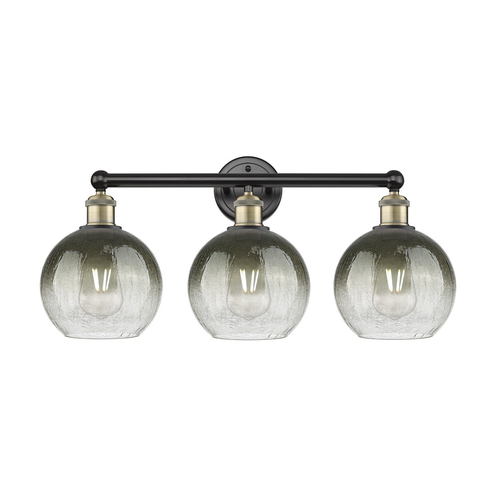 Innovations Brookhaven Globe 26in 3-Light Bath Vanity Light | Industrial Black Antique Brass and Slate Glass | Bathroom Vanity | Model 616-3W-BAB-G483-8SL