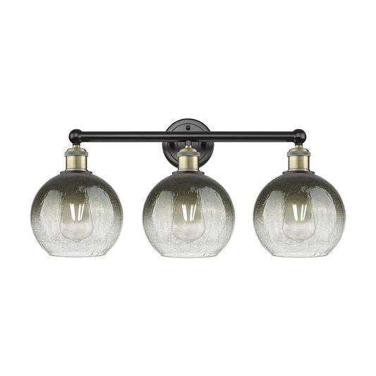 Innovations Brookhaven Globe 26in 3-Light Bath Vanity Light | Industrial Black Antique Brass and Slate Glass | Bathroom Vanity | Model 616-3W-BAB-G483-8SL