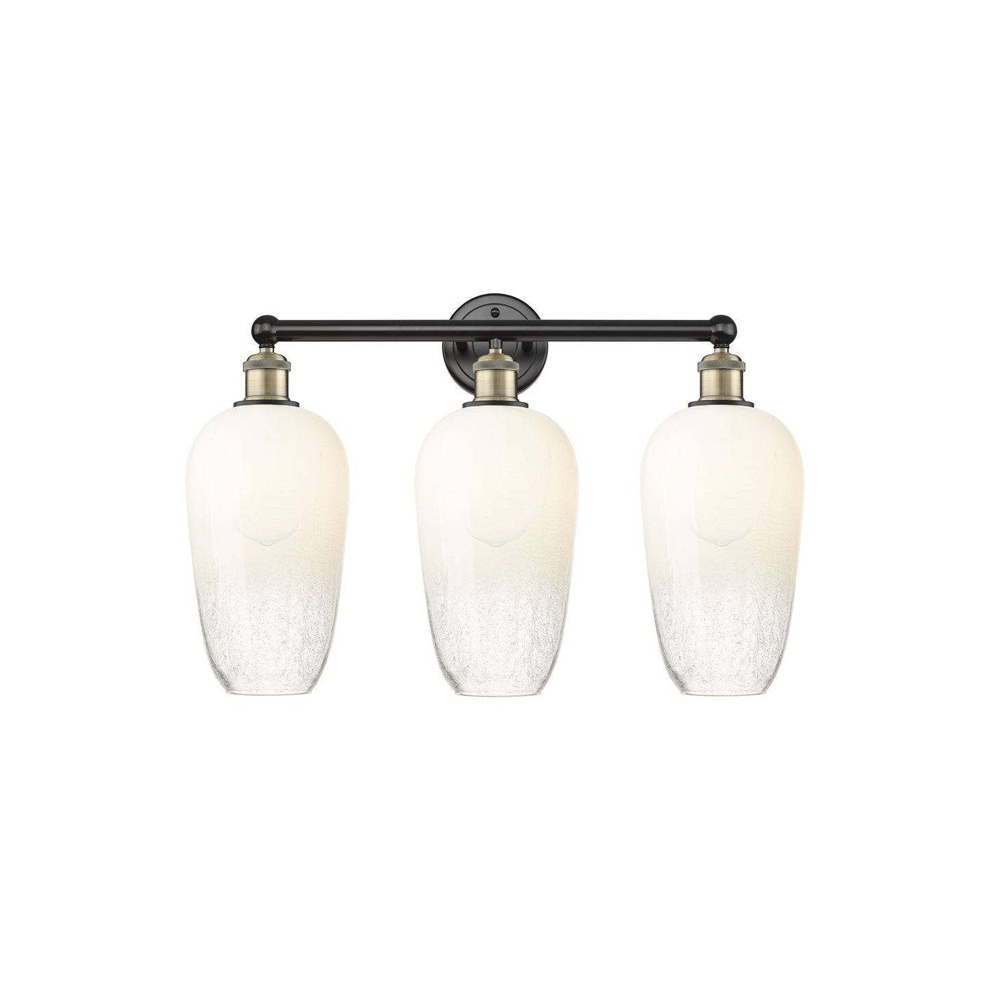 Innovations Brookhaven Flute 25in 3-Light Bath Vanity Light | Industrial Black Antique Brass Steel and Opal Glass | Bathroom | Model 616-3W-BAB-G484-7OP
