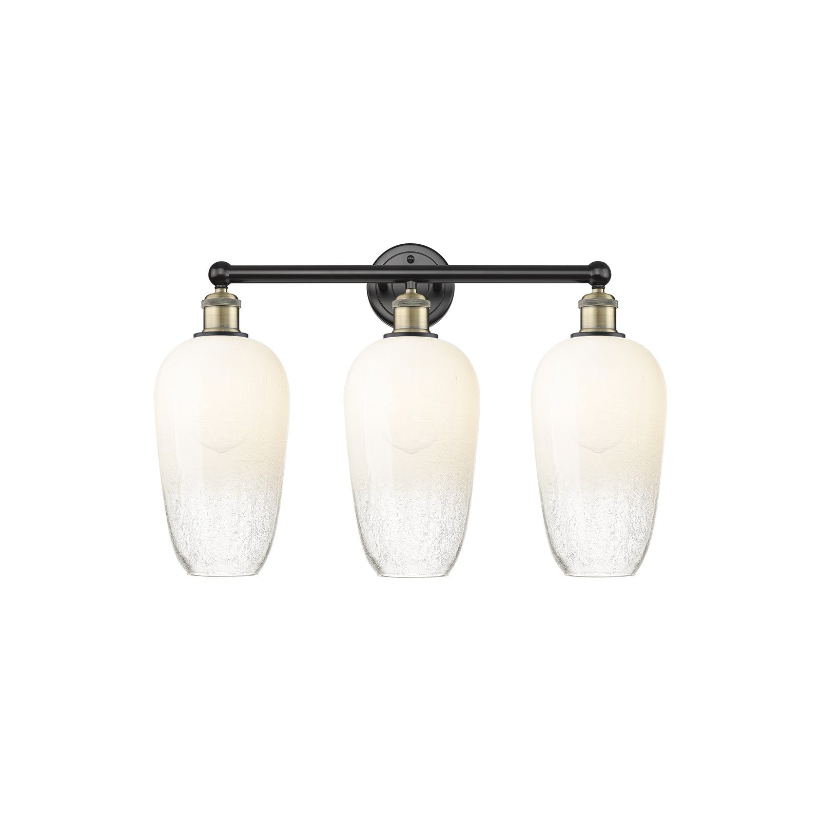 Innovations Brookhaven Flute 25in 3-Light Bath Vanity Light | Industrial Black Antique Brass Steel and Opal Glass | Bathroom | Model 616-3W-BAB-G484-7OP