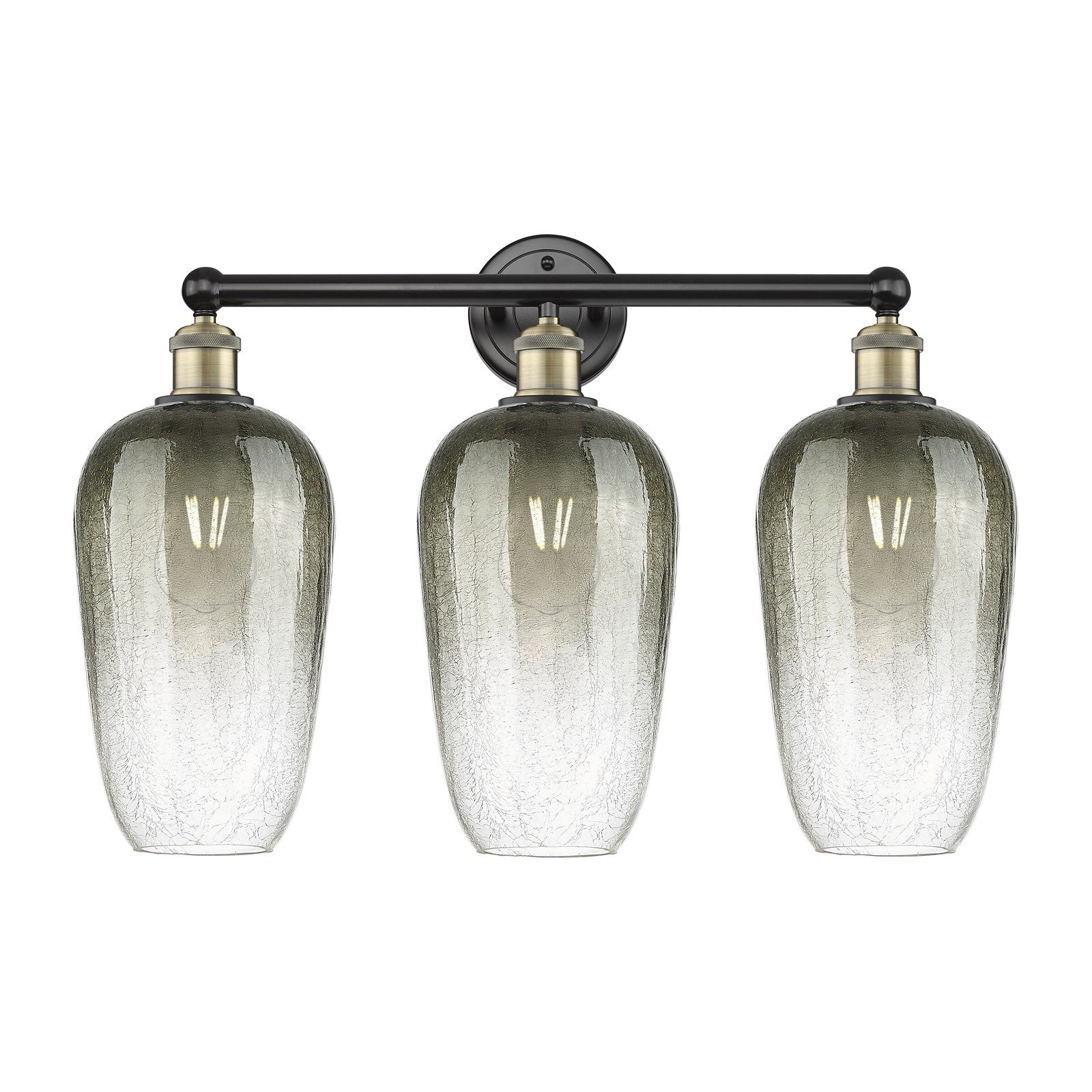 Innovations Brookhaven Flute 25in 3-Light Bath Vanity Light | Industrial Black Antique Brass and Slate Glass | Bathroom Vanity | Model 616-3W-BAB-G484-7SL
